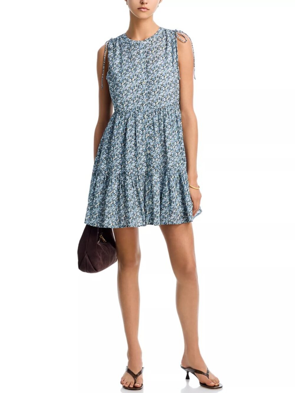 Veronica Beard 'Yulianna' Floral-Print Sleeveless Mini Dress, Lake Mist Multi